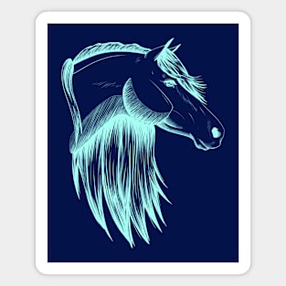 Aqua Horse Sketch Magnet